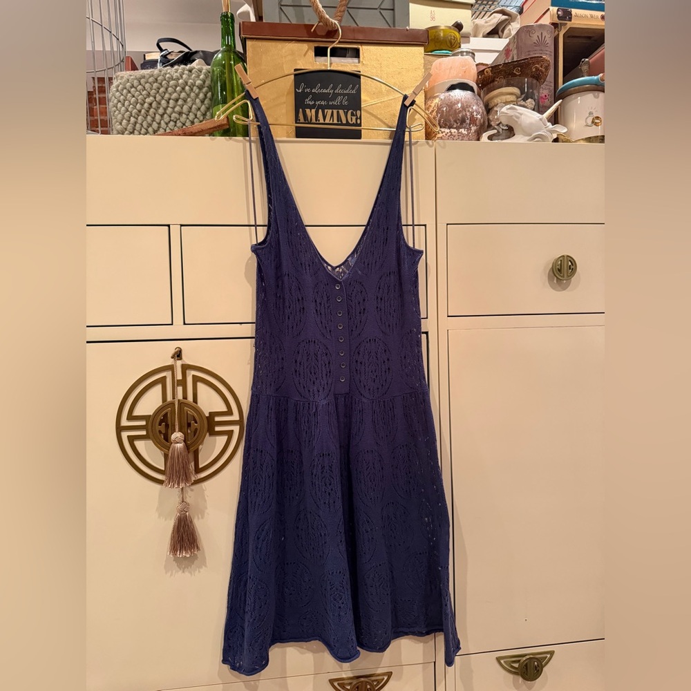 Free People Deep Blue Backless Dress